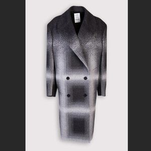 JIL SANDER Plaid Double-Breasted Collared 100% Wool Coat (US4 UK8 Size S) - NWT!